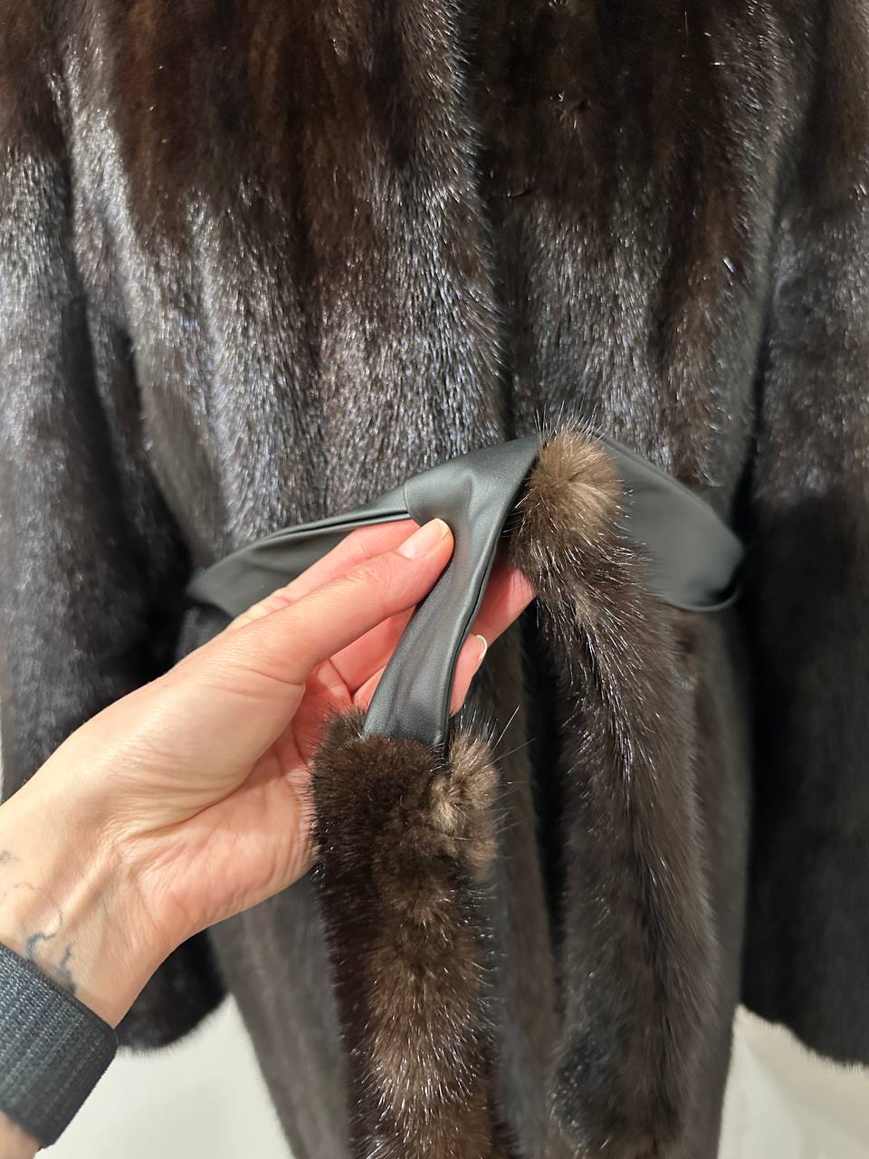 Luxury Womens Real Mink Fur jacket coat 1109822 Long genuine fur size L NEW