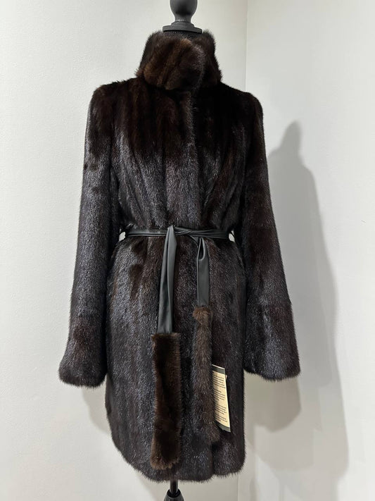 Luxury Womens Real Mink Fur jacket coat 1109822 Long genuine fur size L NEW