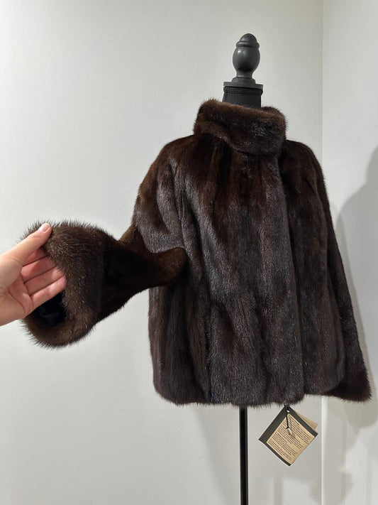 Women Real Mink Fur SIZE 2XL jacket coat 1109953 genuine NEW Brown Bomber FURSTAR