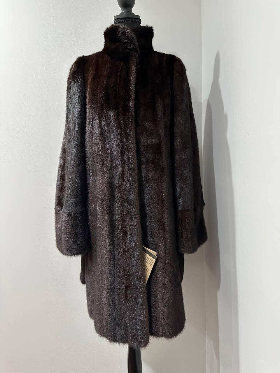 Mink Fur Coat Women Real Genuine dark brown size M NEW 1109926 FURSTAR BELTED