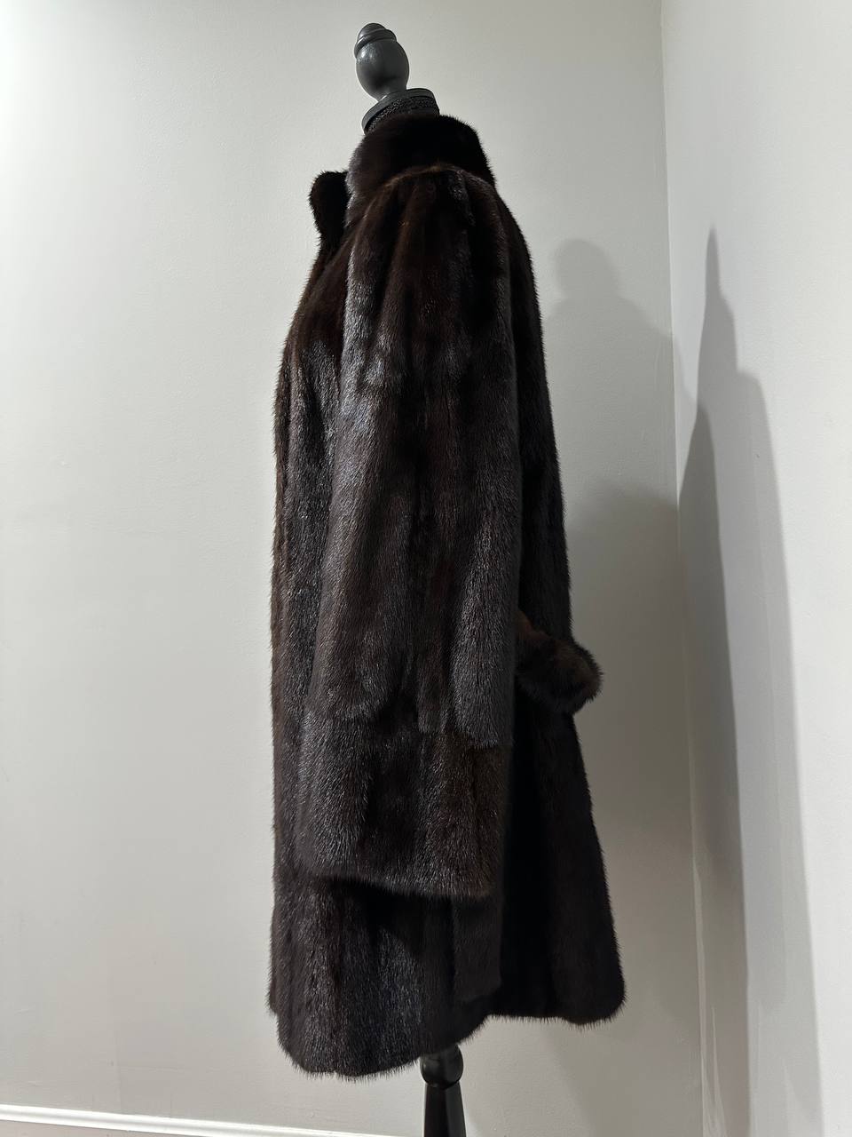 Mink Fur Coat Women Real Genuine dark brown size M NEW 1109926 FURSTAR BELTED
