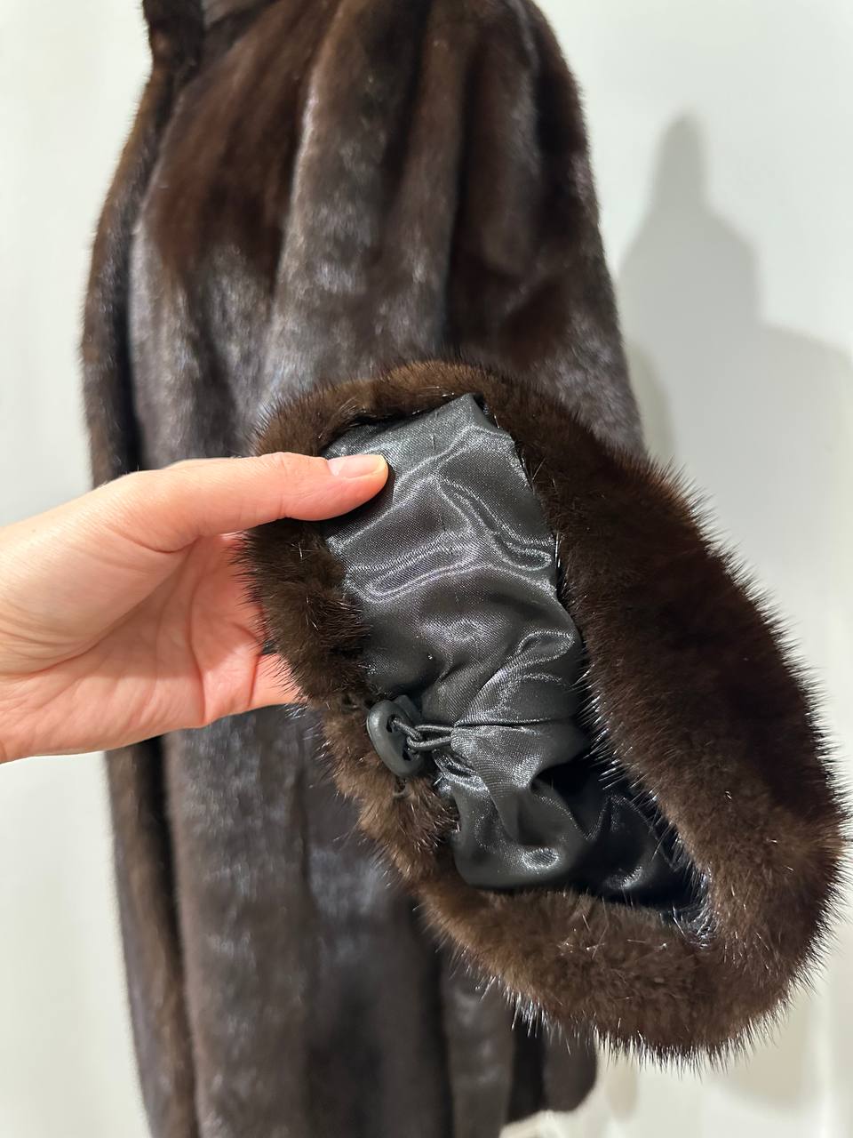 Mink Fur Coat Women Real Genuine dark brown size M NEW 1109926 FURSTAR BELTED
