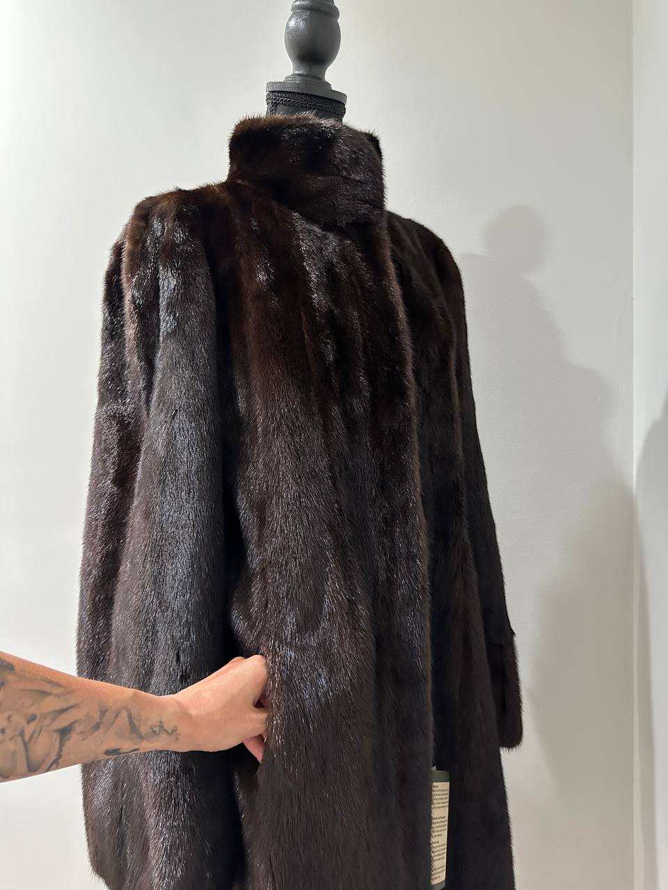 Mink Fur Coat Women Real Genuine dark brown size M NEW 1109926 FURSTAR BELTED