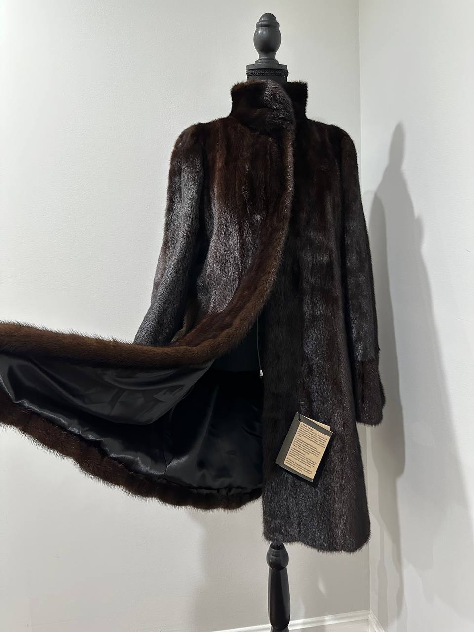 Mink Fur Coat Women Real Genuine dark brown size M NEW 1109926 FURSTAR BELTED