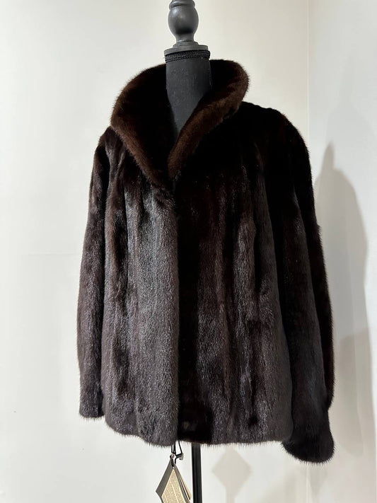 New Genuine Real Mink Fur coat jacket 1201046 Size XL dark brown BRAND FURSTAR