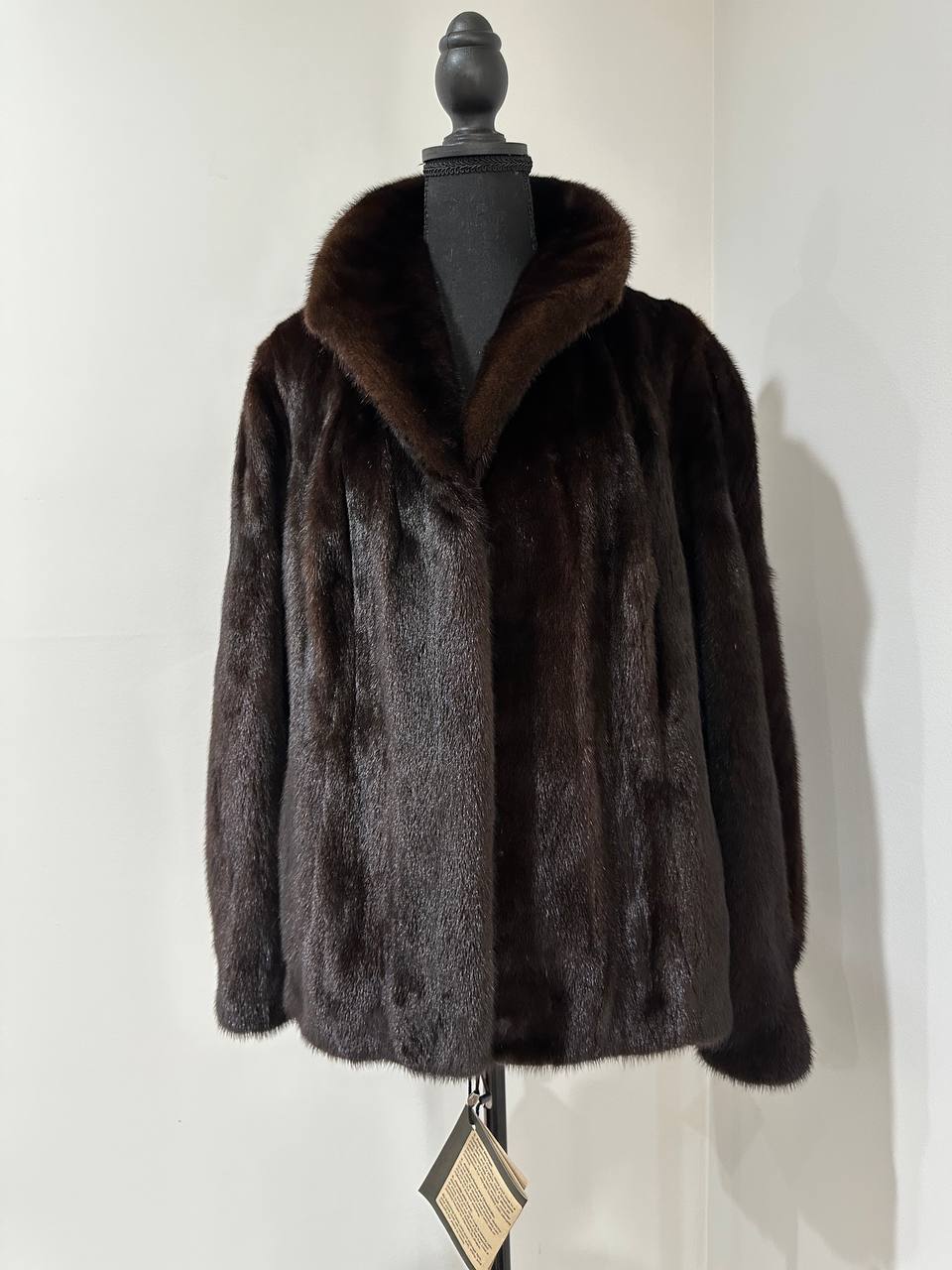 New Genuine Real Mink Fur coat jacket 1201046 Size XL dark brown BRAND FURSTAR