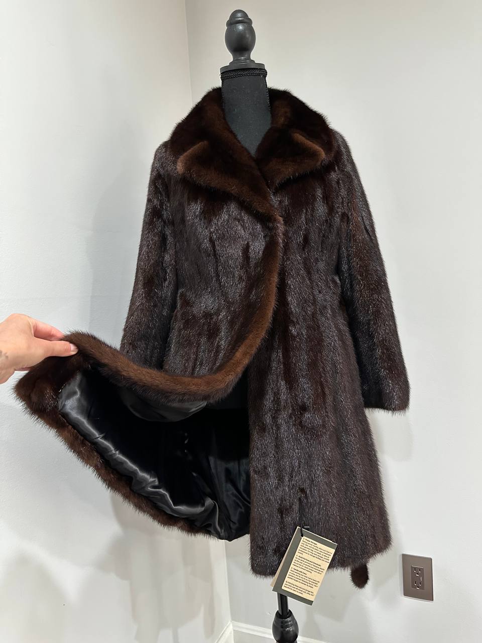 Women Real GENUINE Mink Fur coat belted brown chocolate size S NEW 1109935 FURSTAR