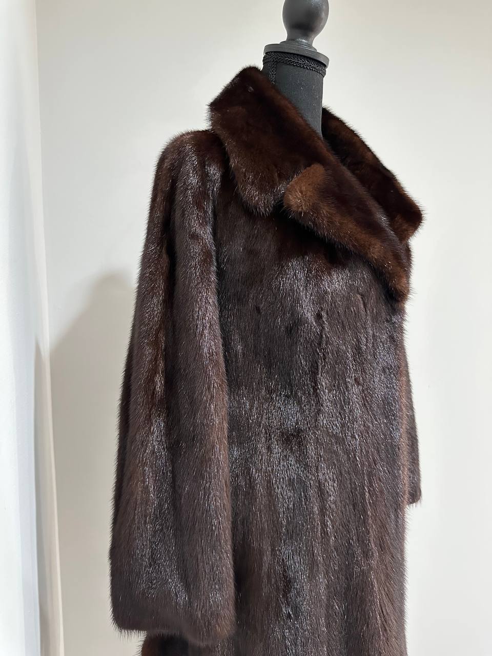 Women Real GENUINE Mink Fur coat belted brown chocolate size S NEW 1109935 FURSTAR