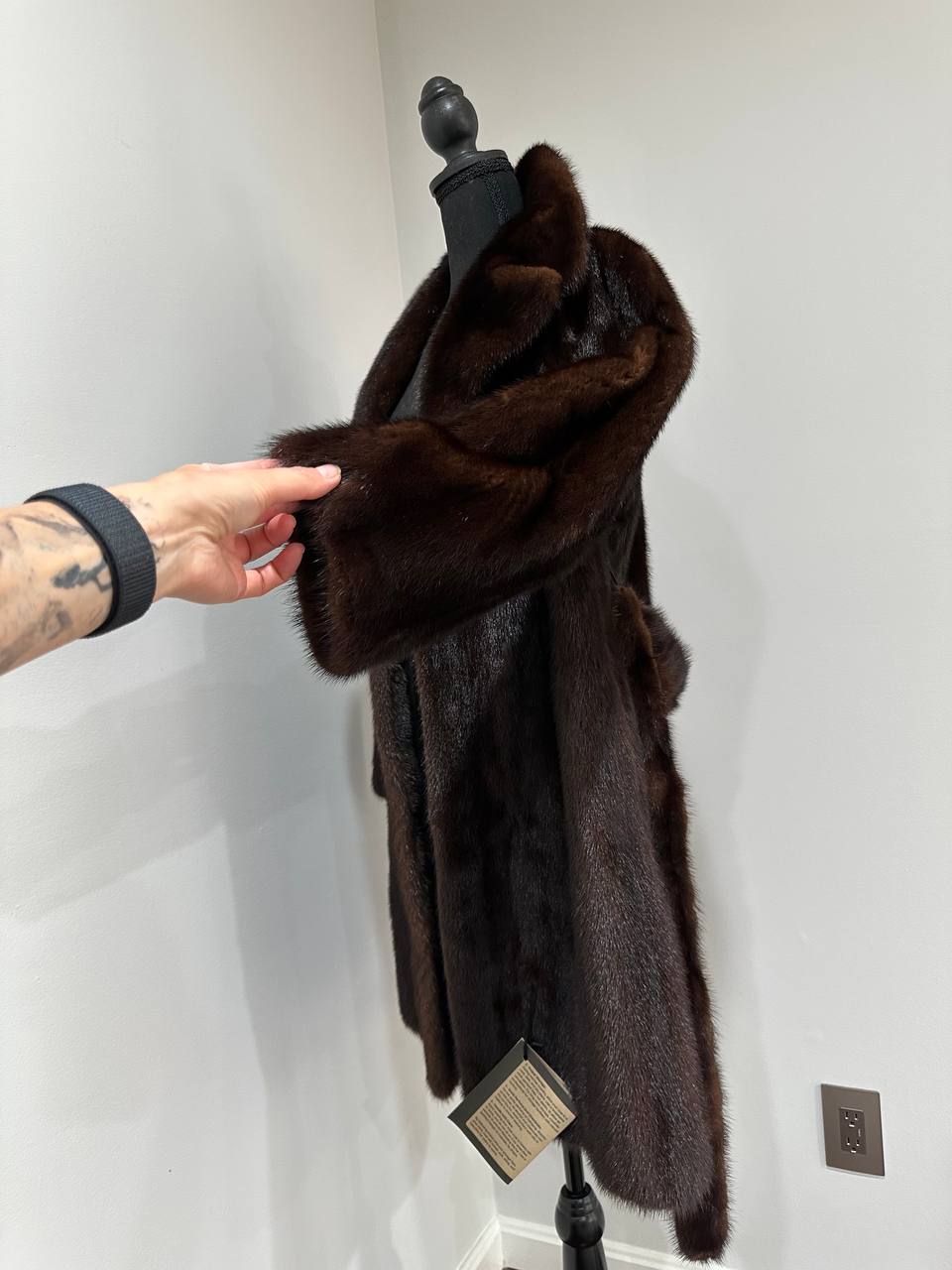 Women Real GENUINE Mink Fur coat belted brown chocolate size S NEW 1109935 FURSTAR