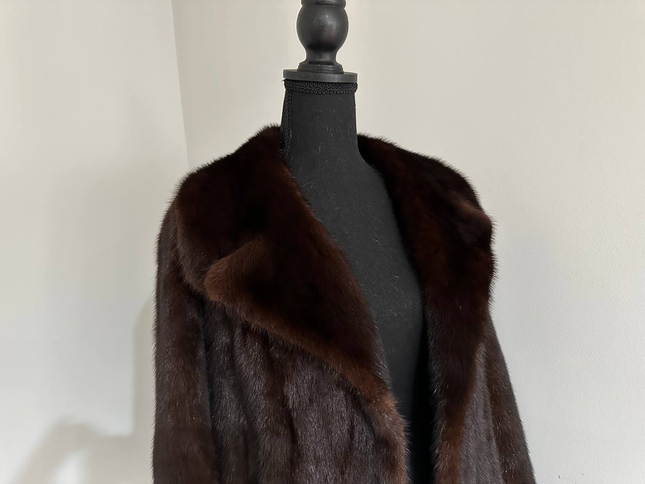 Women Real GENUINE Mink Fur coat belted brown chocolate size S NEW 1109935 FURSTAR