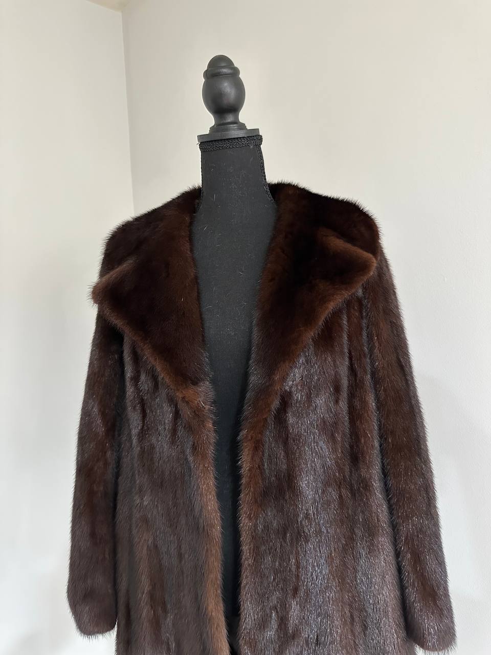 Women Real GENUINE Mink Fur coat belted brown chocolate size S NEW 1109935 FURSTAR