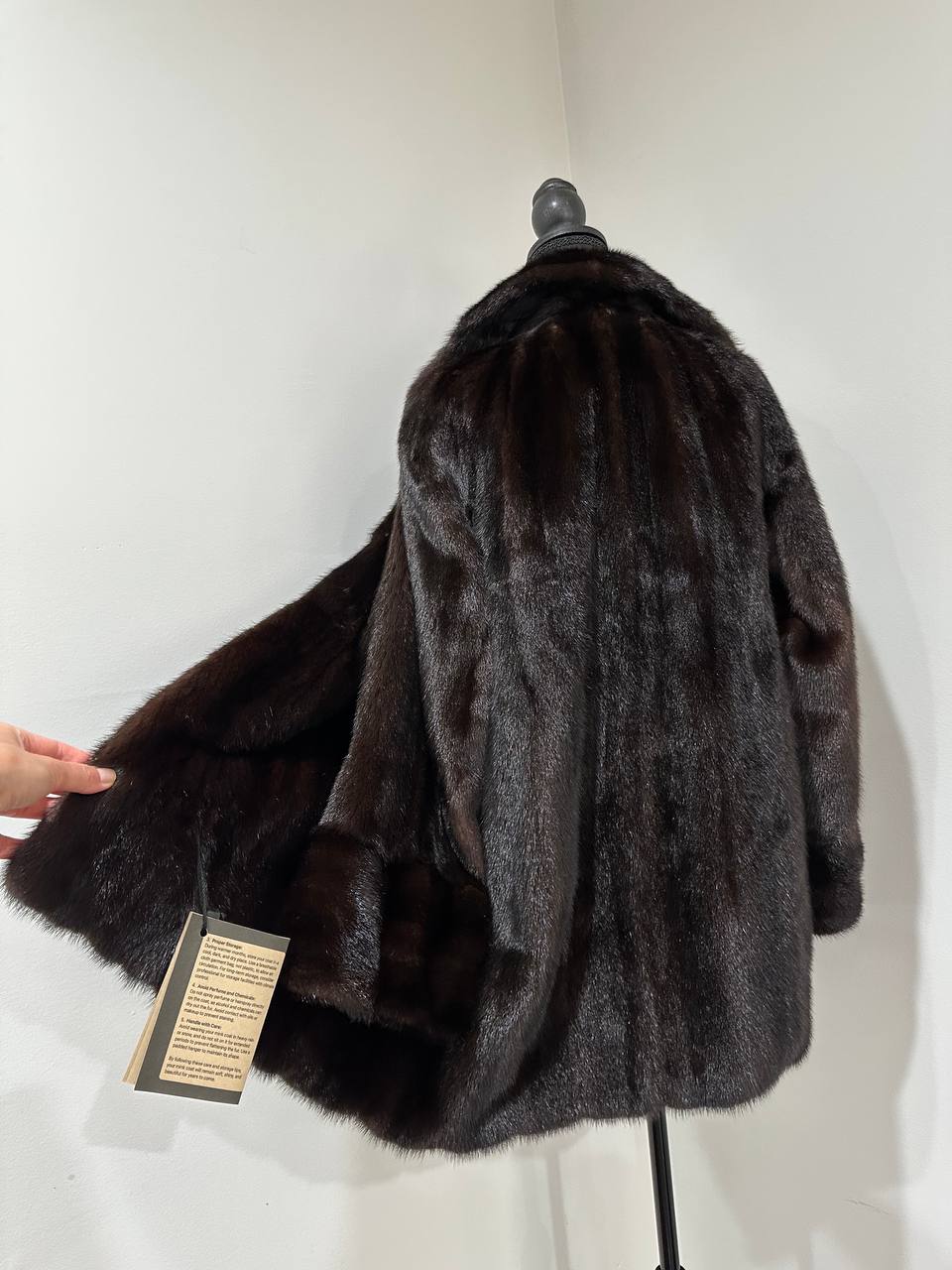 women real mink fur coat dark brown color size M NEW 1109906 GENUINE
