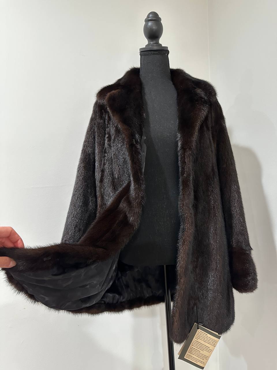 women real mink fur coat dark brown color size M NEW 1109906 GENUINE