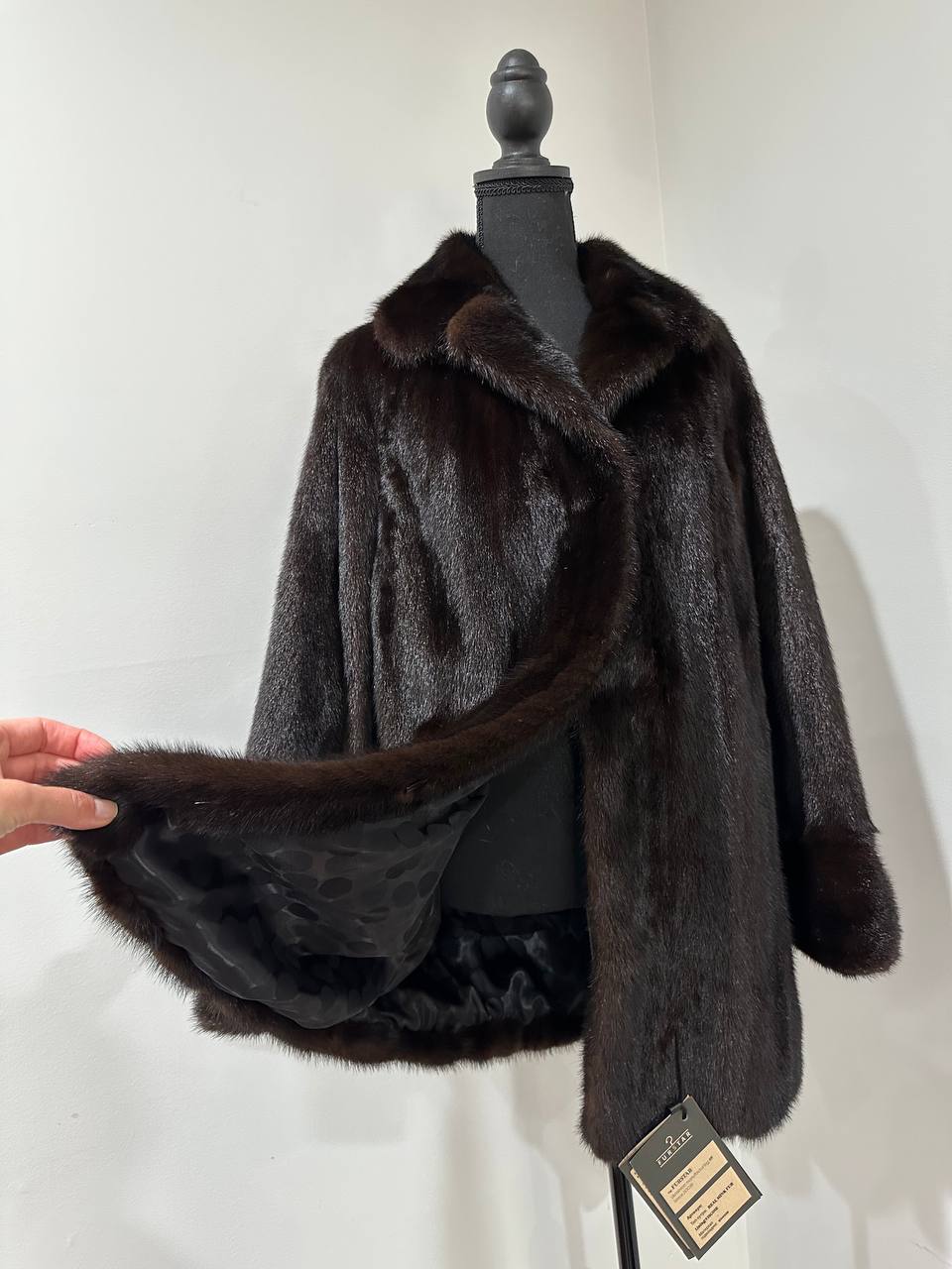 women real mink fur coat dark brown color size M NEW 1109906 GENUINE