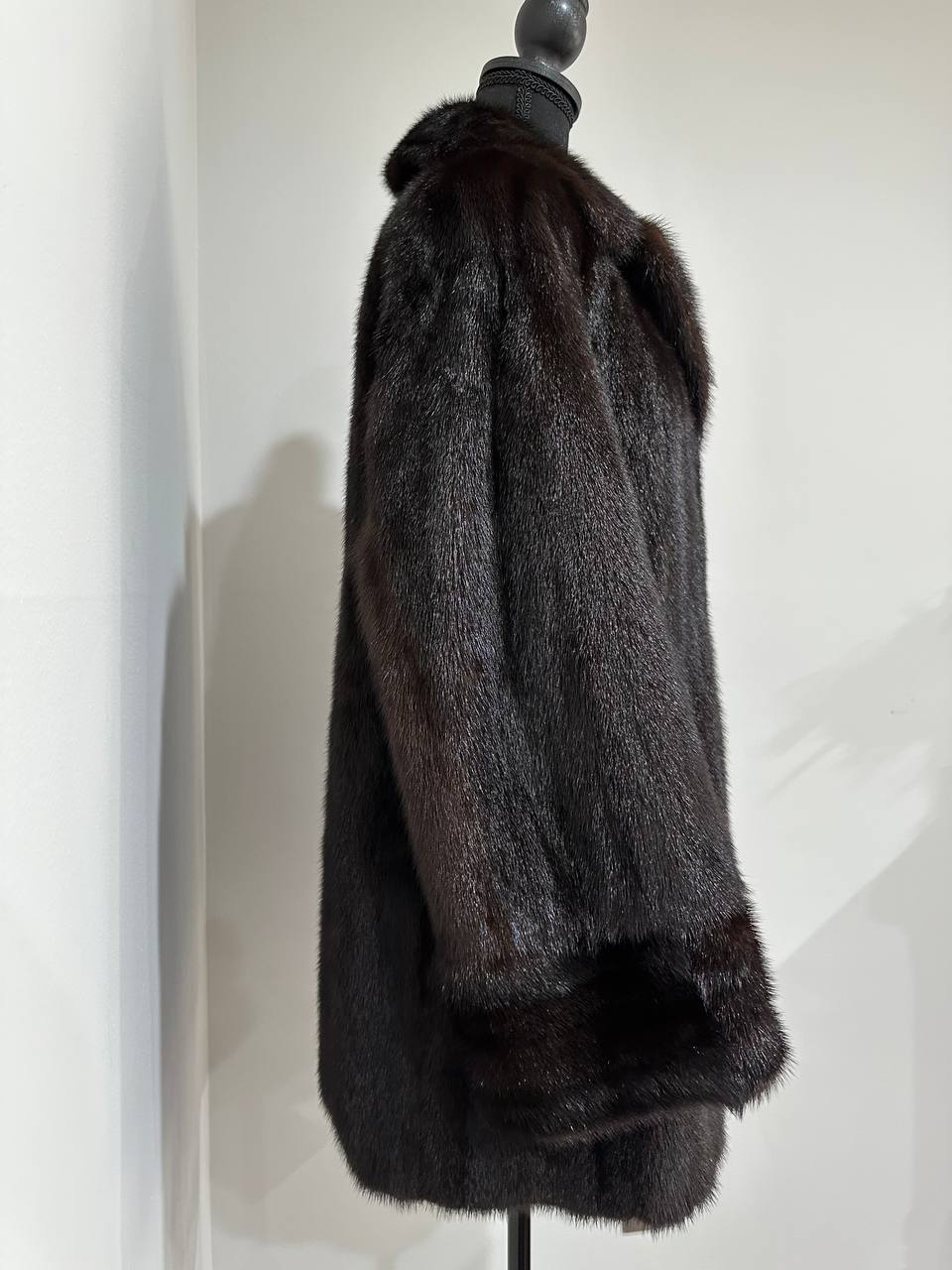 women real mink fur coat dark brown color size M NEW 1109906 GENUINE
