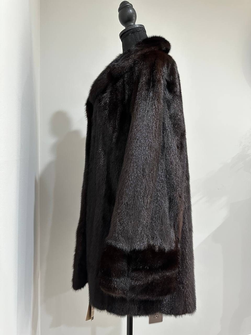 women real mink fur coat dark brown color size M NEW 1109906 GENUINE
