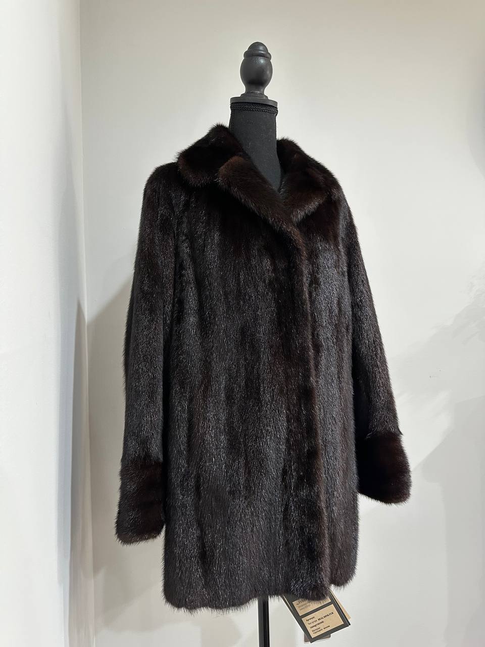 women real mink fur coat dark brown color size M NEW 1109906 GENUINE