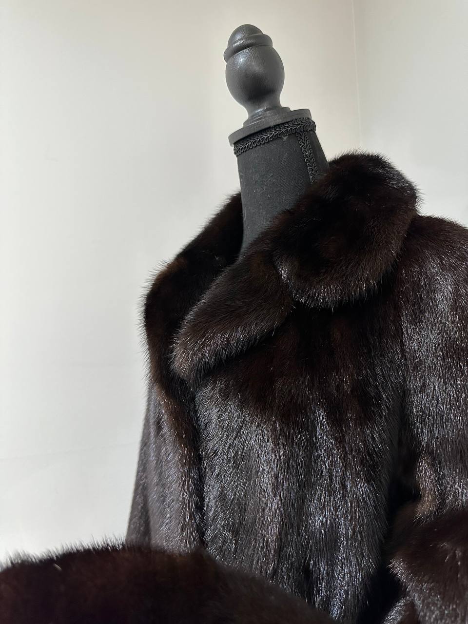 women real mink fur coat dark brown color size M NEW 1109906 GENUINE