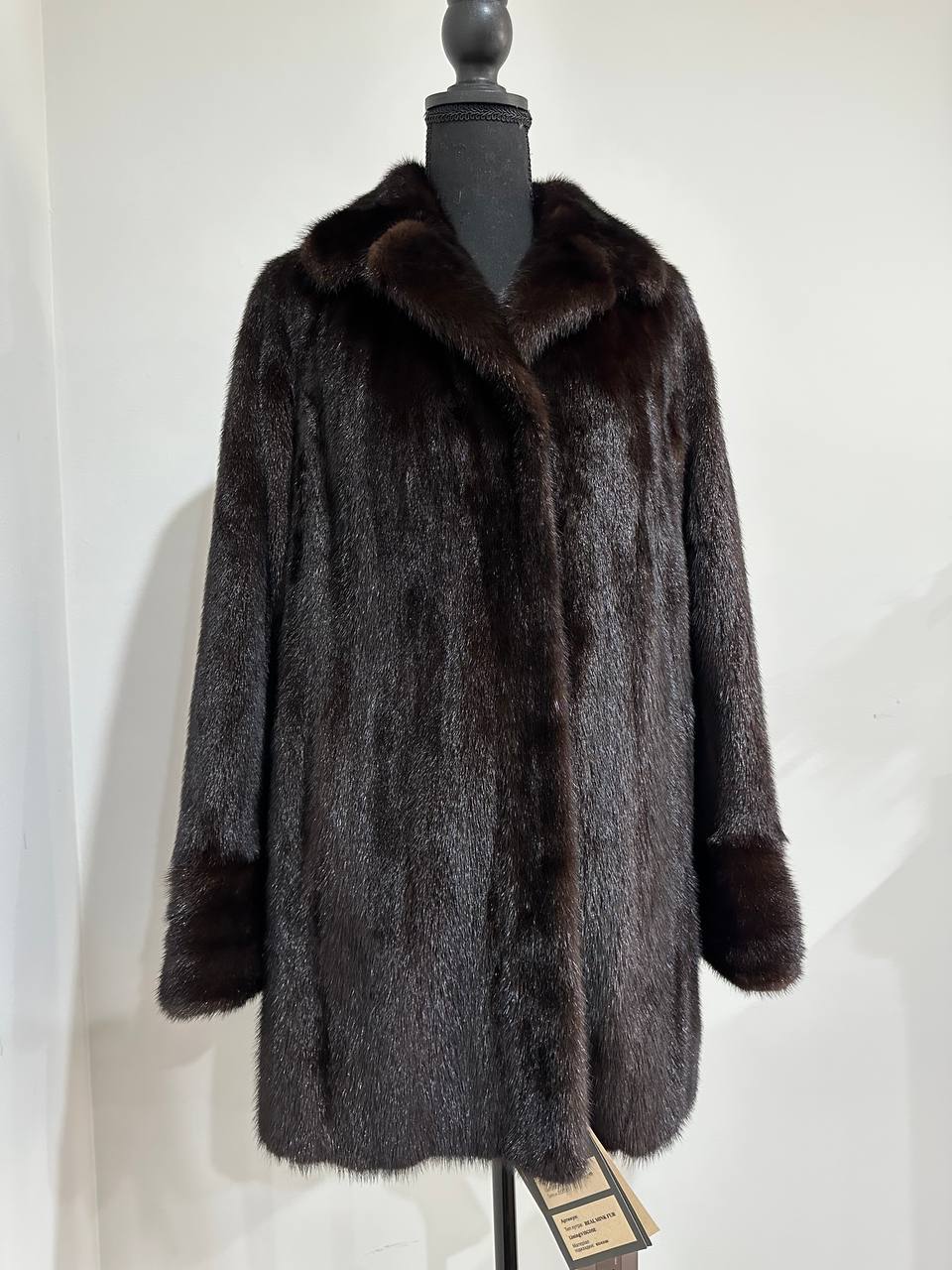 women real mink fur coat dark brown color size M NEW 1109906 GENUINE