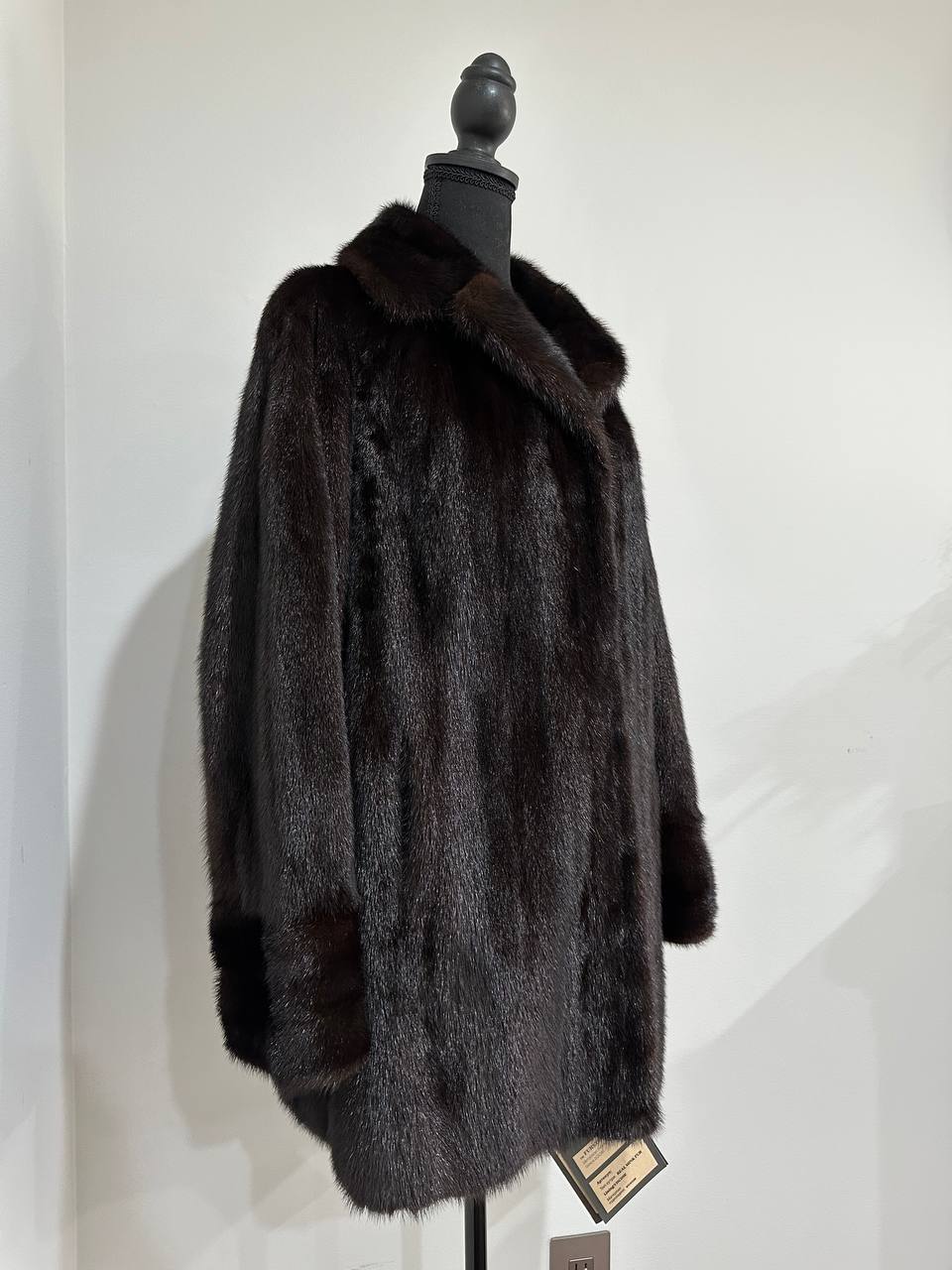 women real mink fur coat dark brown color size M NEW 1109906 GENUINE