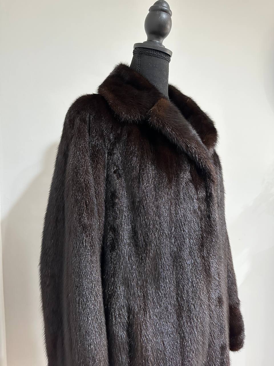 women real mink fur coat dark brown color size M NEW 1109906 GENUINE