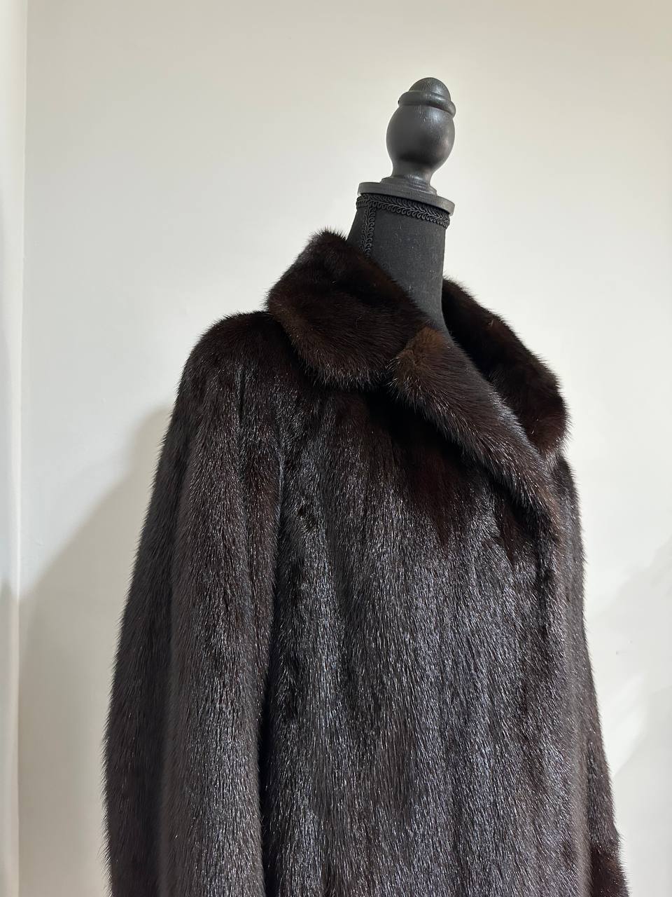 women real mink fur coat dark brown color size M NEW 1109906 GENUINE