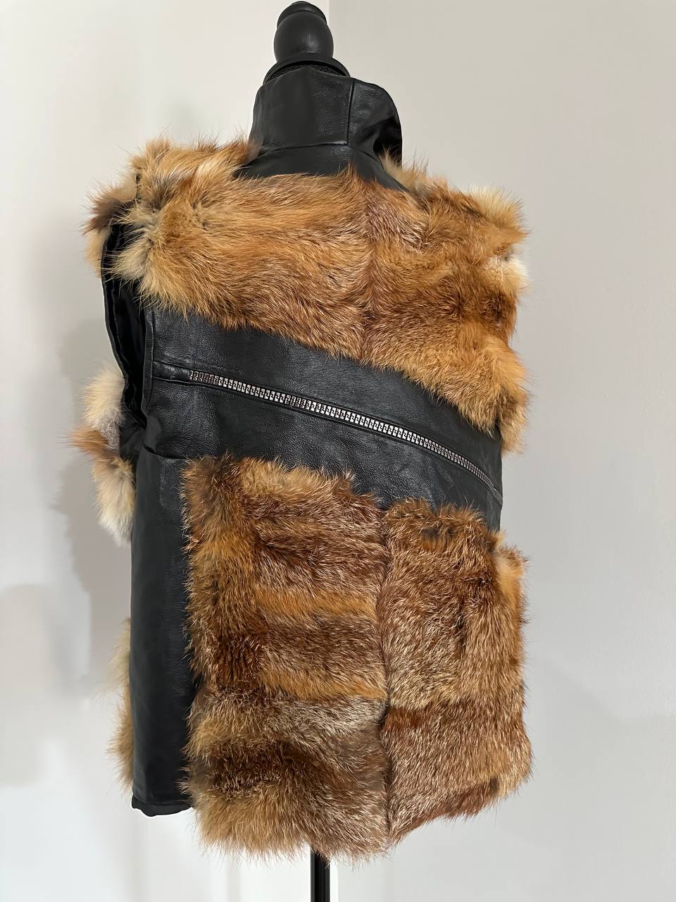 REAL genuine FOX fur women vest L SIZE LEATHER 1109903 WITHOUT SLEEVES