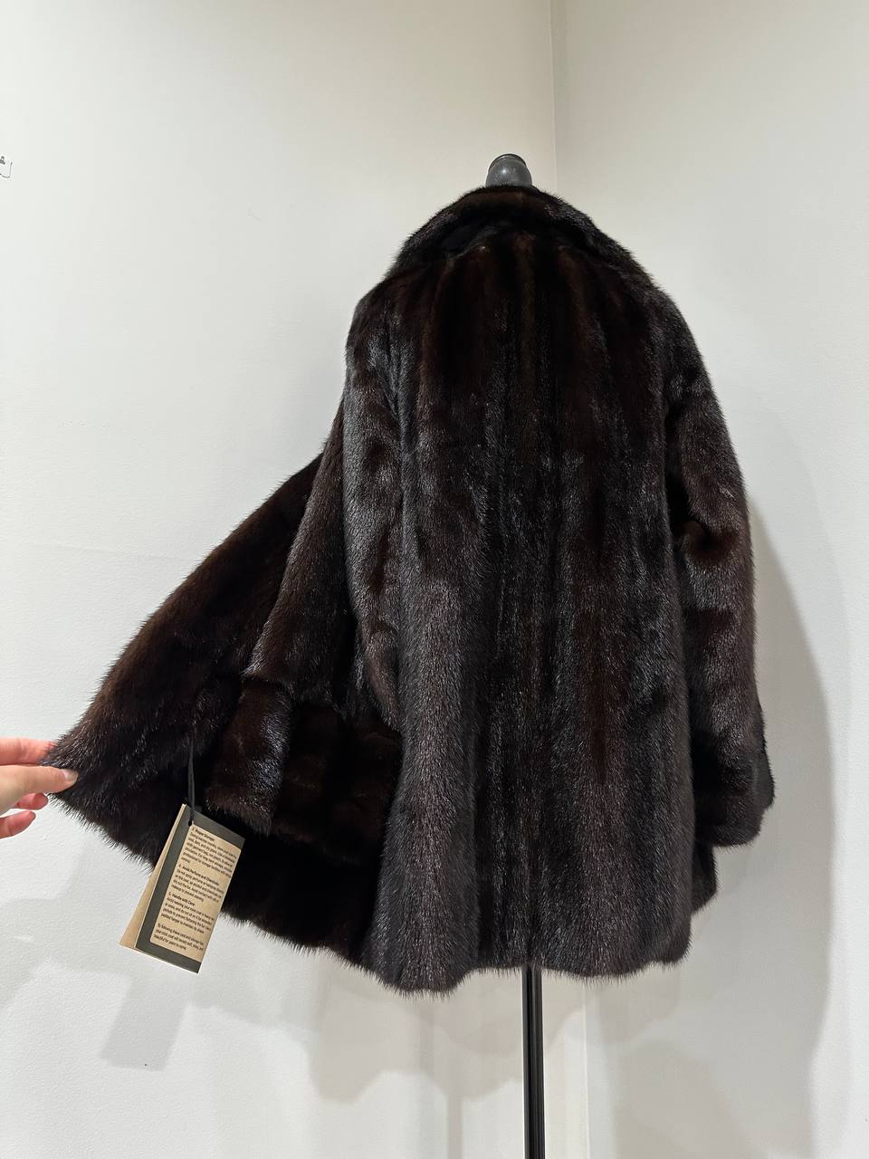 women real mink fur coat dark brown color size M NEW 1109906 GENUINE