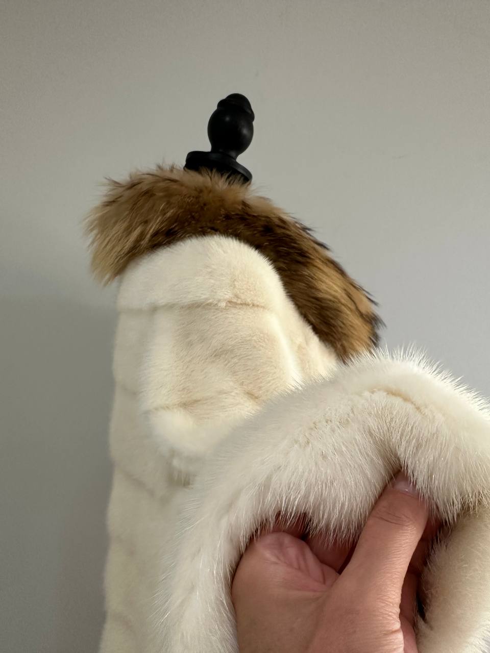 New Mink coat JACKET size XS REAL WHITE FULL SKIN lynx collar 1201005 HORIZONTAL