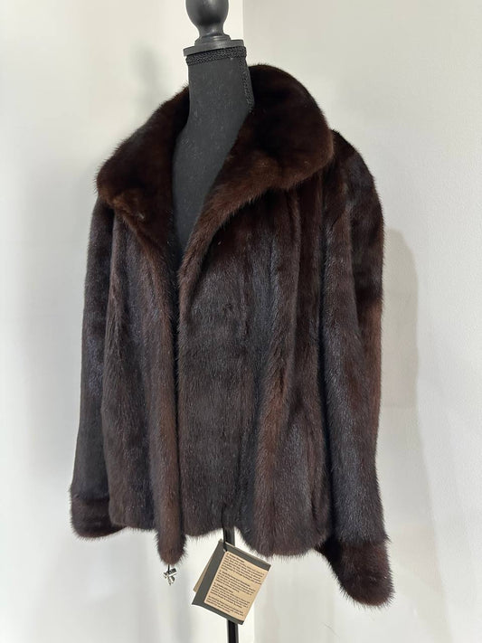 NEW Womens Real genuine Mink Fur jacket coat 2XL Bomber 1109974 Brown FURSTAR