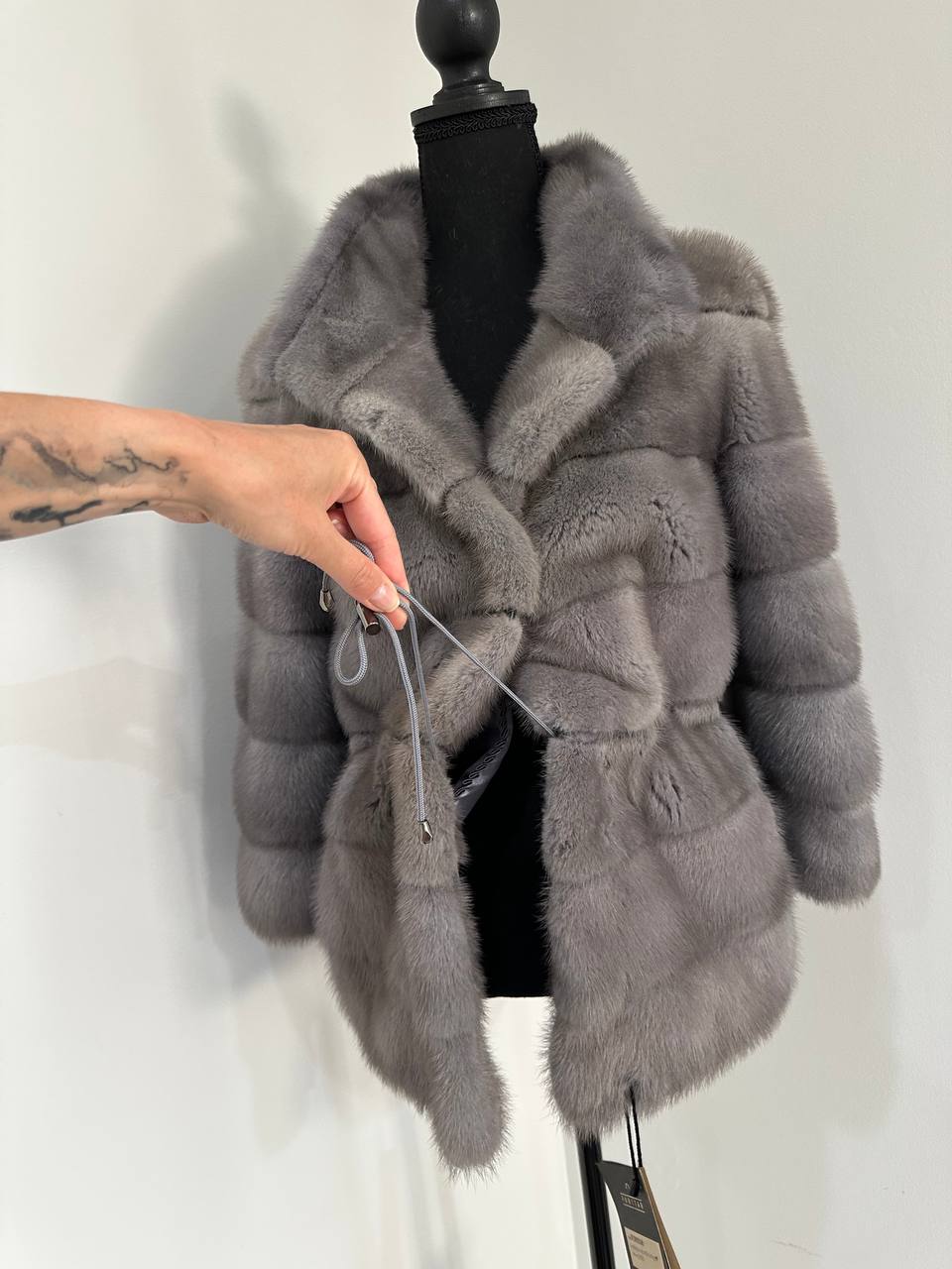 New Genuine REAL FUR 100% MINK coat Jacket  GREY SIZE XS women 1201019 FURSTAR