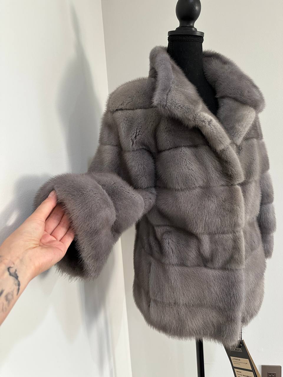 New Genuine REAL FUR 100% MINK coat Jacket  GREY SIZE XS women 1201019 FURSTAR