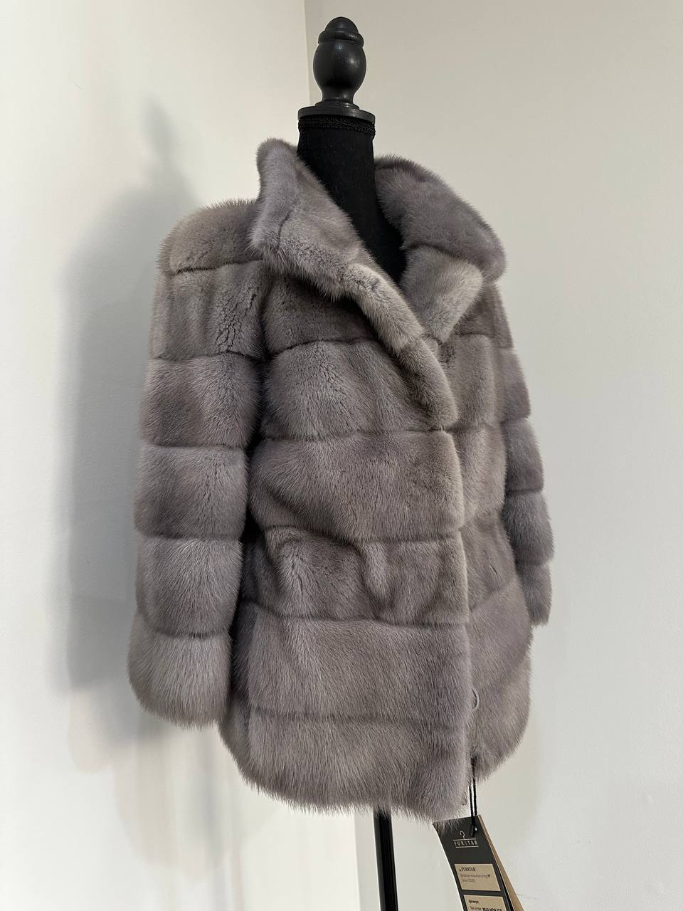 New Genuine REAL FUR 100% MINK coat Jacket GREY SIZE XS women 1201019 FURSTAR