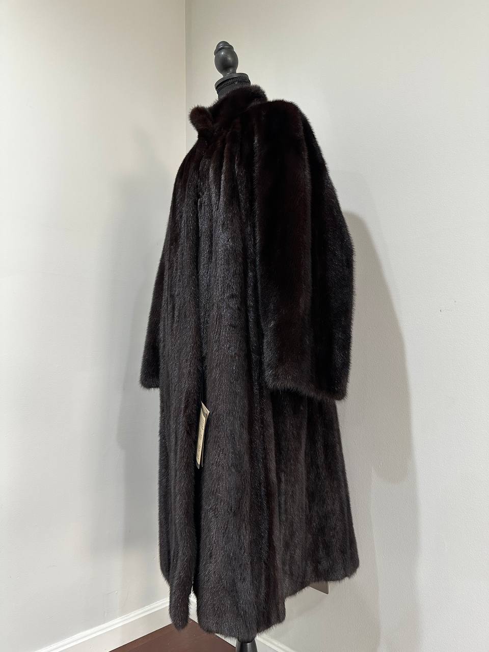 genuine real mink fur coat jacket 1109925 size XL new dark brown color NEW