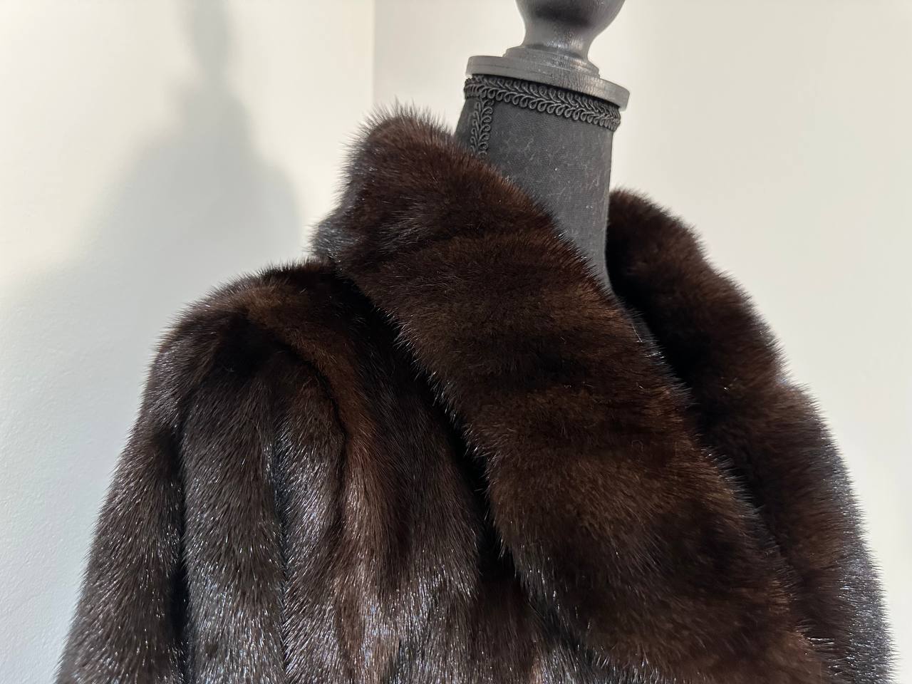 NEW Luxury Womens Real Mink Fur coat belted 1201038 Long genuine fur size XL