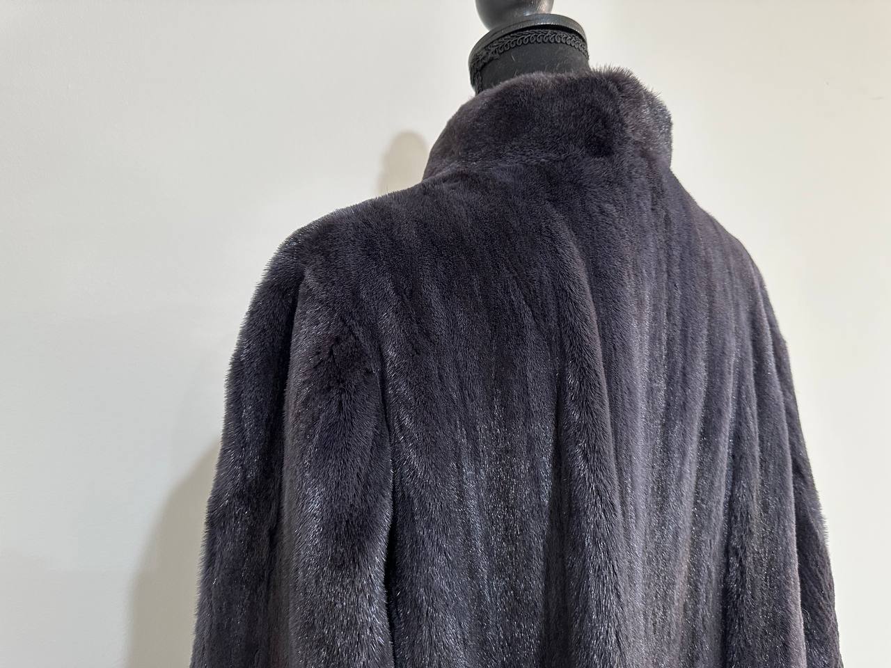 Real Luxury Sheared Mink Fur Coat Dark Graphite Color Full Length XL 1109847