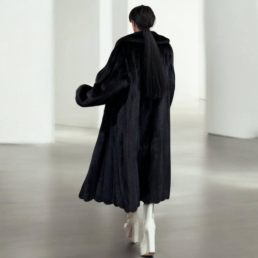 genuine real mink fur coat jacket 1109815 size L new dark brown color