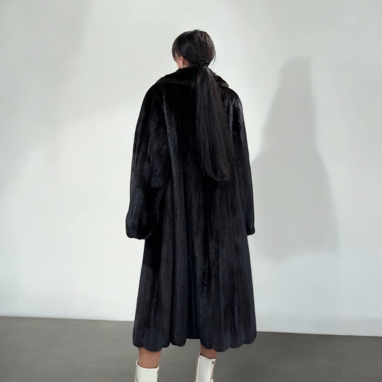 genuine real mink fur coat jacket 1109815 size L new dark brown color