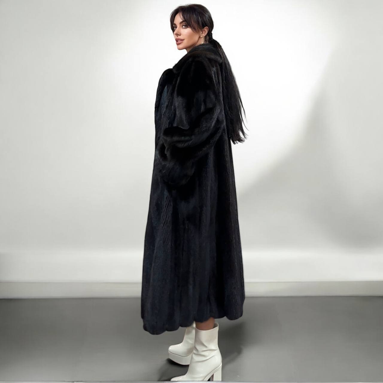 genuine real mink fur coat jacket 1109815 size L new dark brown color