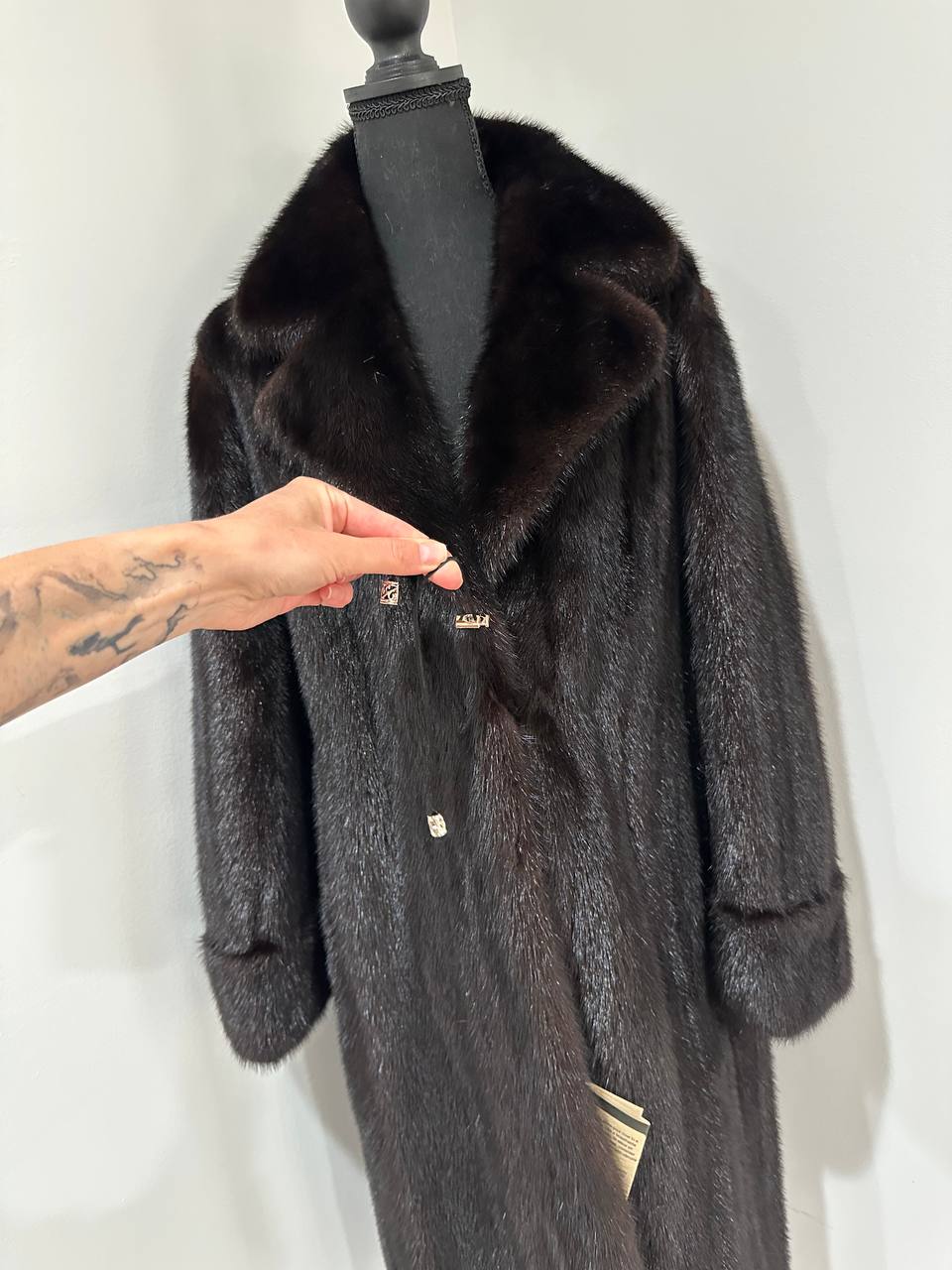 genuine real mink fur coat BELTED jacket 1201002 size XL new dark brown color