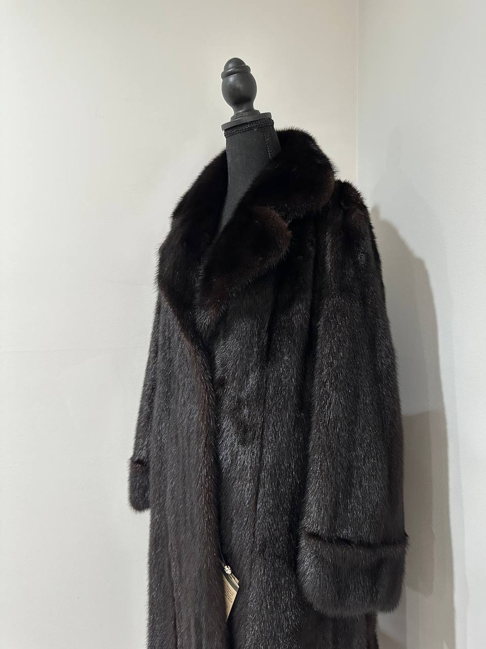 genuine real mink fur coat BELTED jacket 1201002 size XL new dark brown color