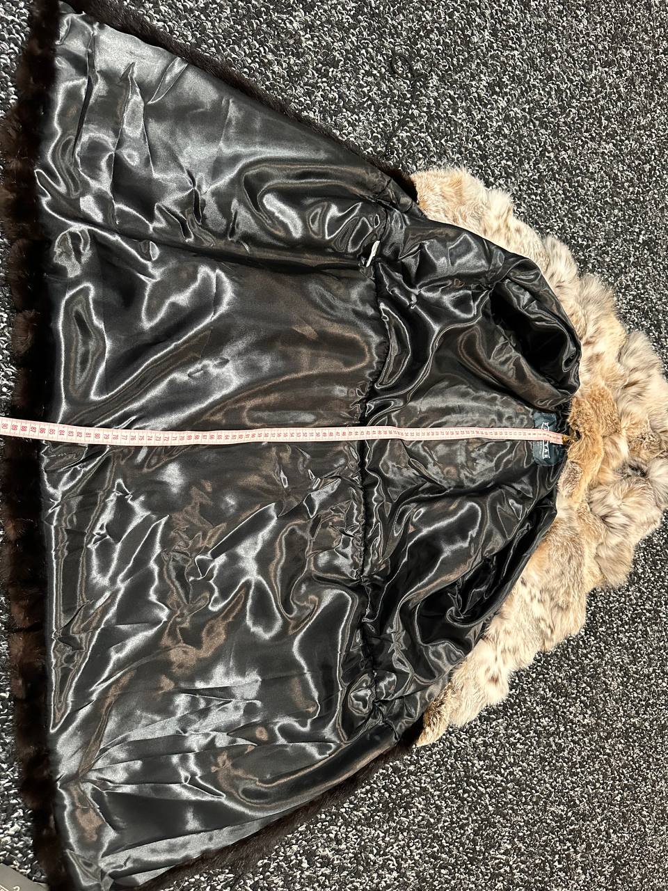 NEW Natural Real Dark Brown Black Mink M size Coat Natural Lynx Hooded 1201140
