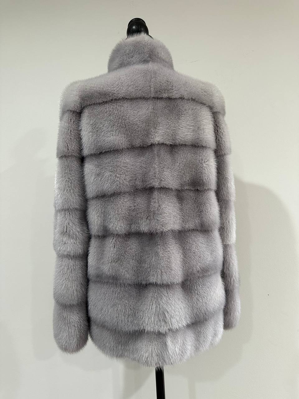 GENUINE Mink Real Furs coat Jacket GREY color SUPER size S women 1201051