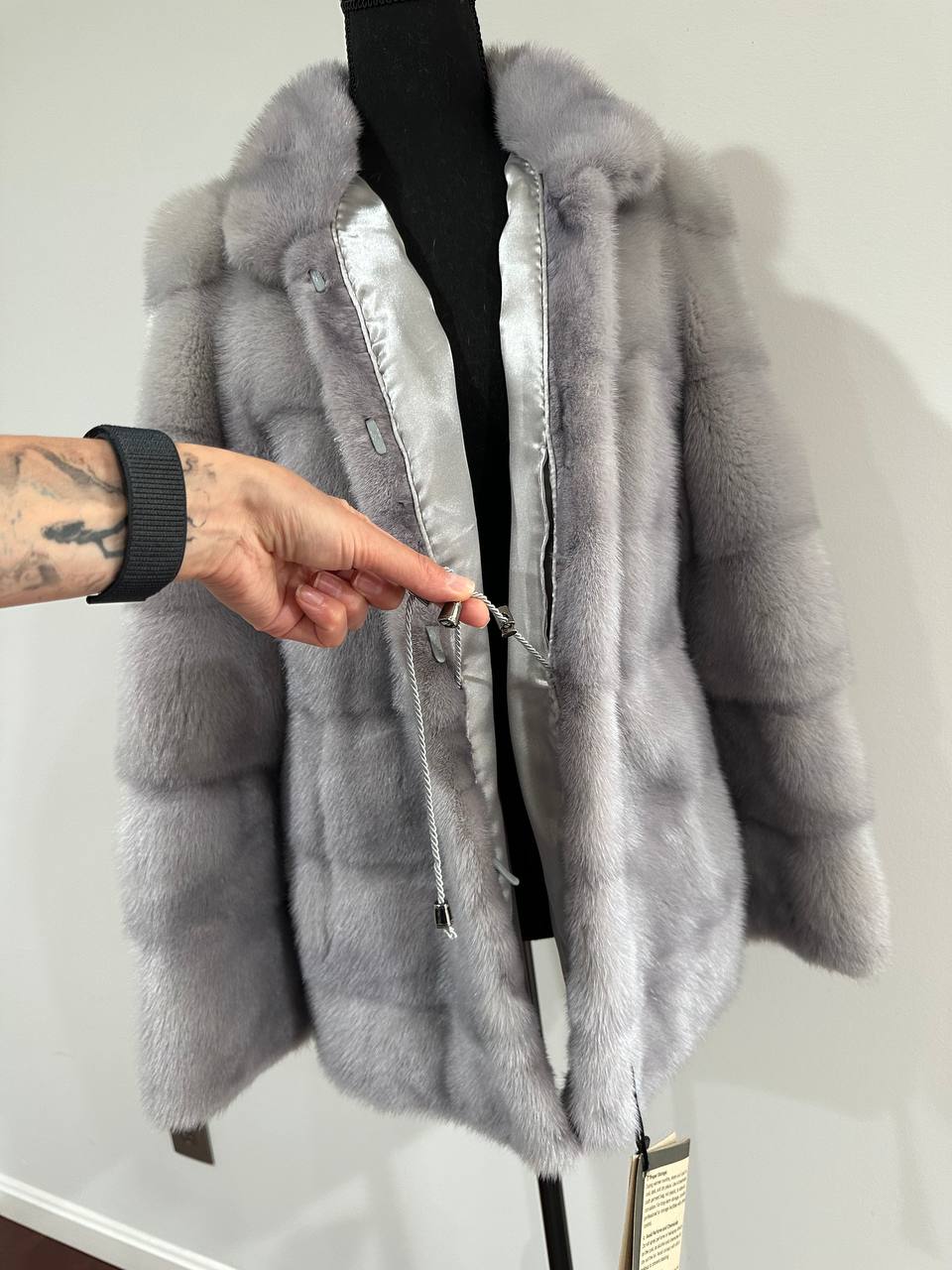 GENUINE Mink Real Furs coat Jacket GREY color SUPER size S women 1201051