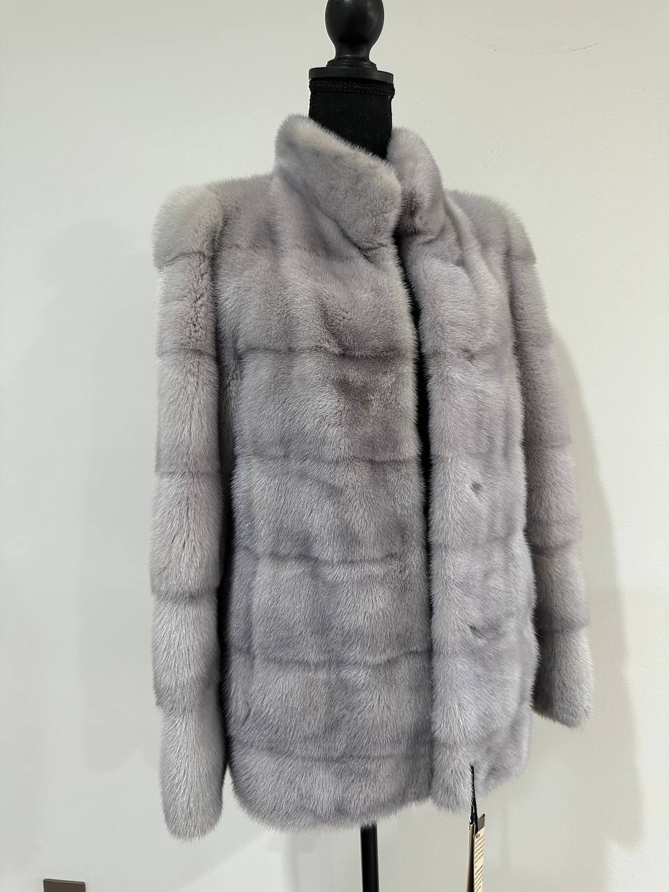 GENUINE Mink Real Furs coat Jacket GREY color SUPER size S women 1201051