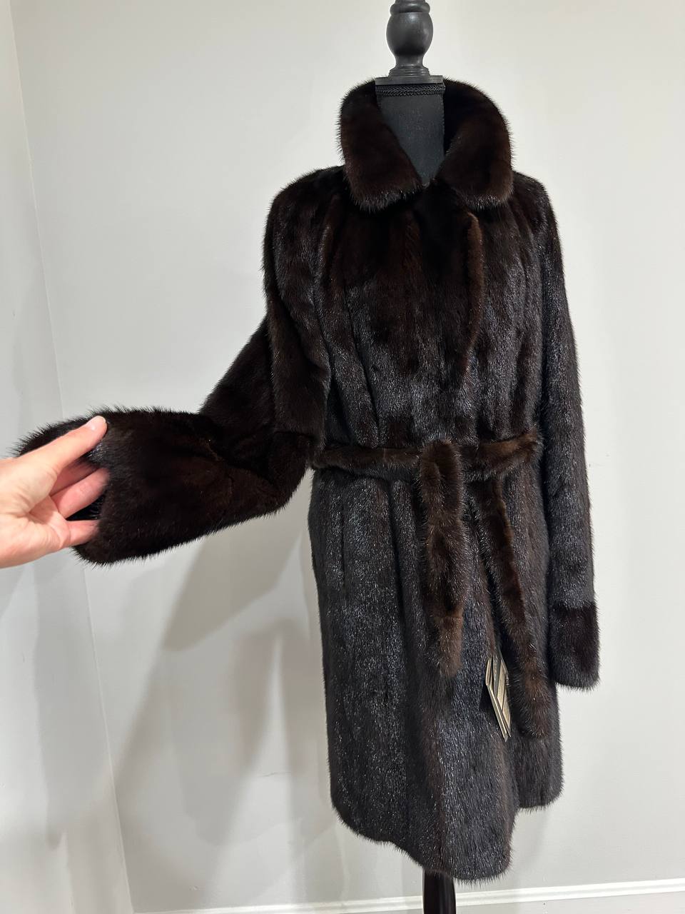 Luxury Womens Real Mink Fur jacket coat 1109879 Long genuine fur size M NEW