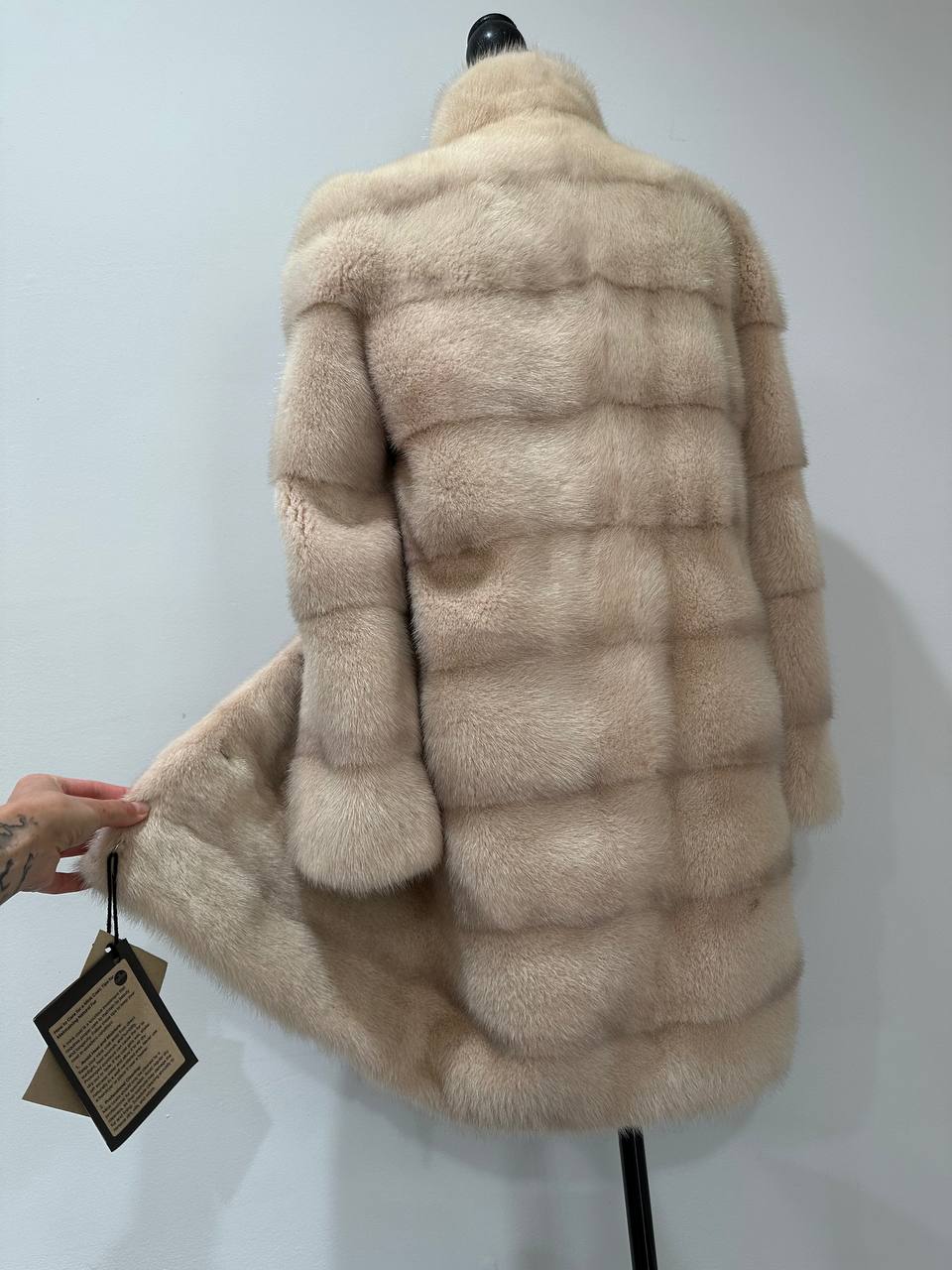 Luxury Natural Real Mink Fur Coat with Detachable Sleeves size S 1201141 Exclusive