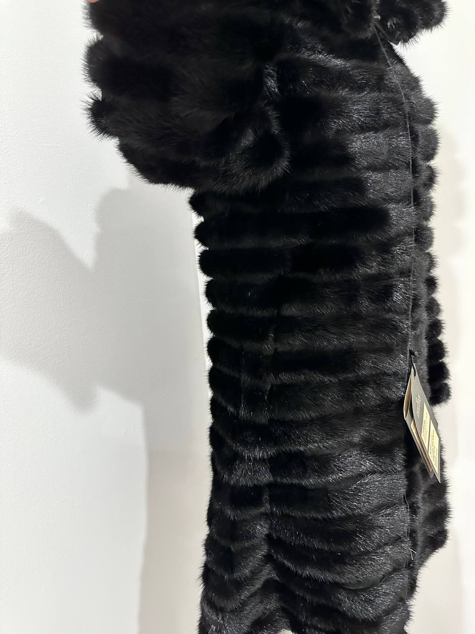 NEW REAL MINK FUR coat size 2XS 1201119 HORIZONTAL long sleeve jacket BLACK women