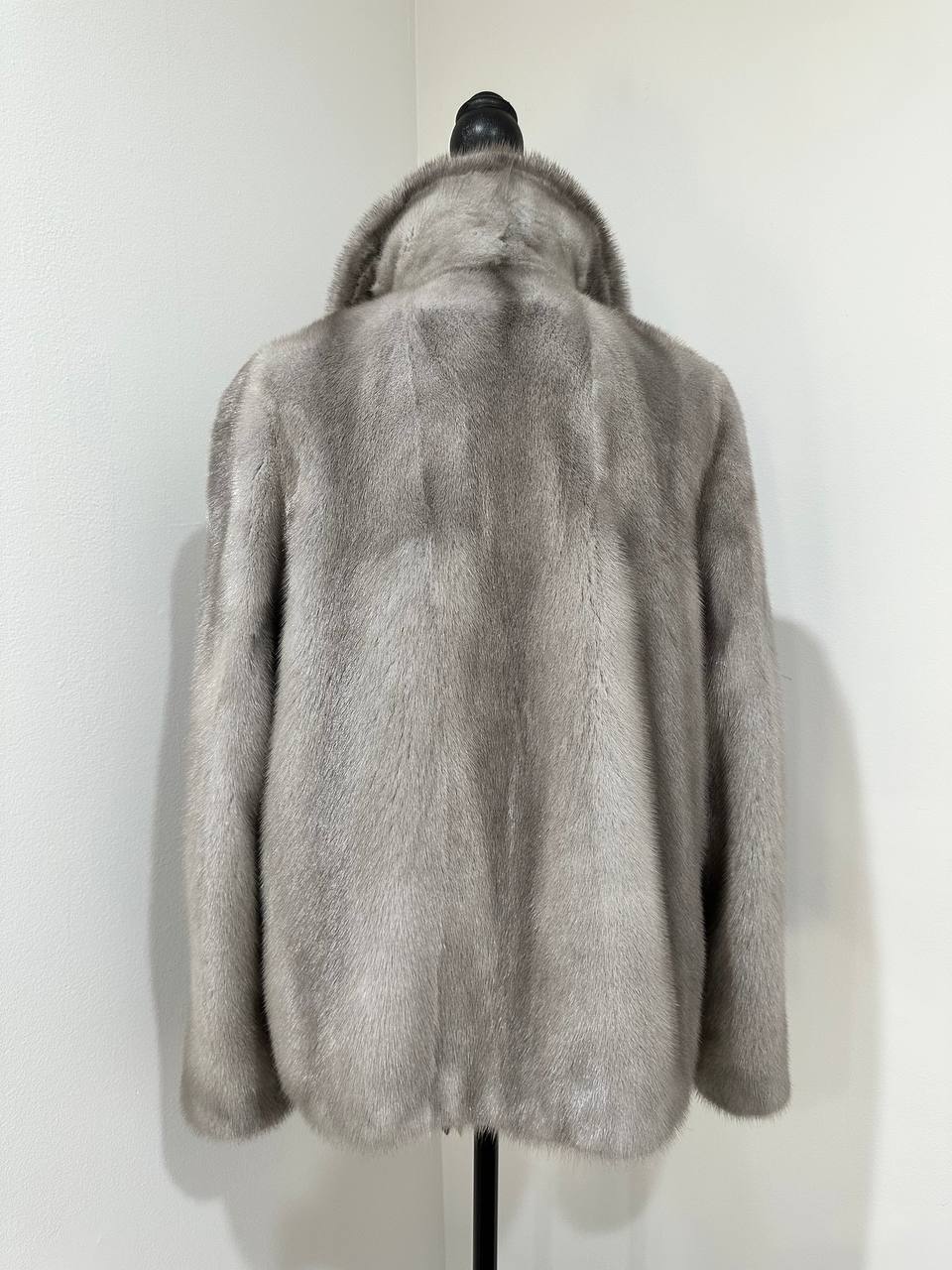 WOMEN New MINK FUR SHORT coat JACKET size M REAL FULL SKIN 1201120 GREY