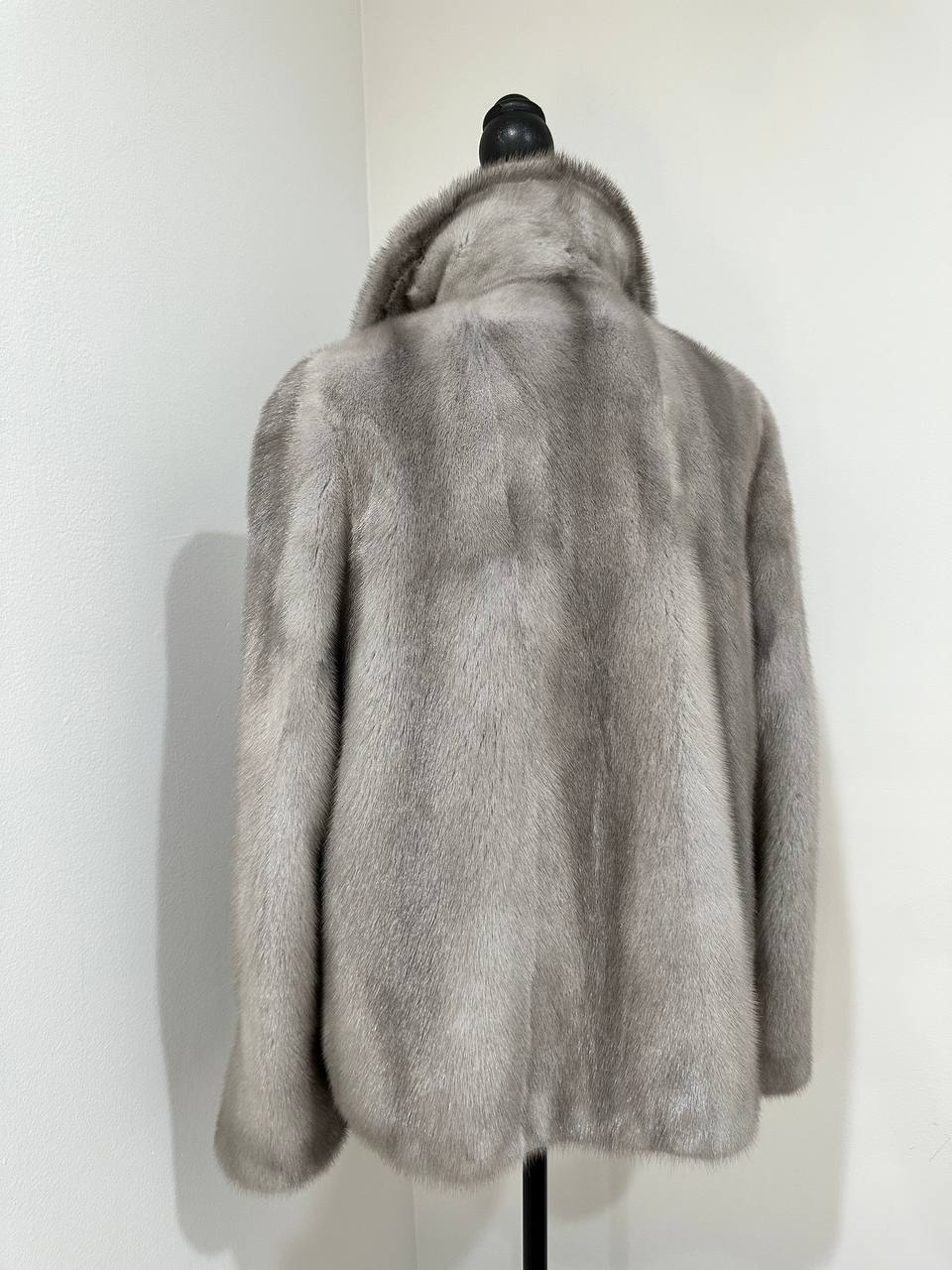 WOMEN New MINK FUR SHORT coat JACKET size M REAL FULL SKIN 1201120 GREY